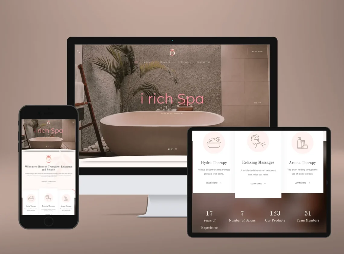 Irich spa website design